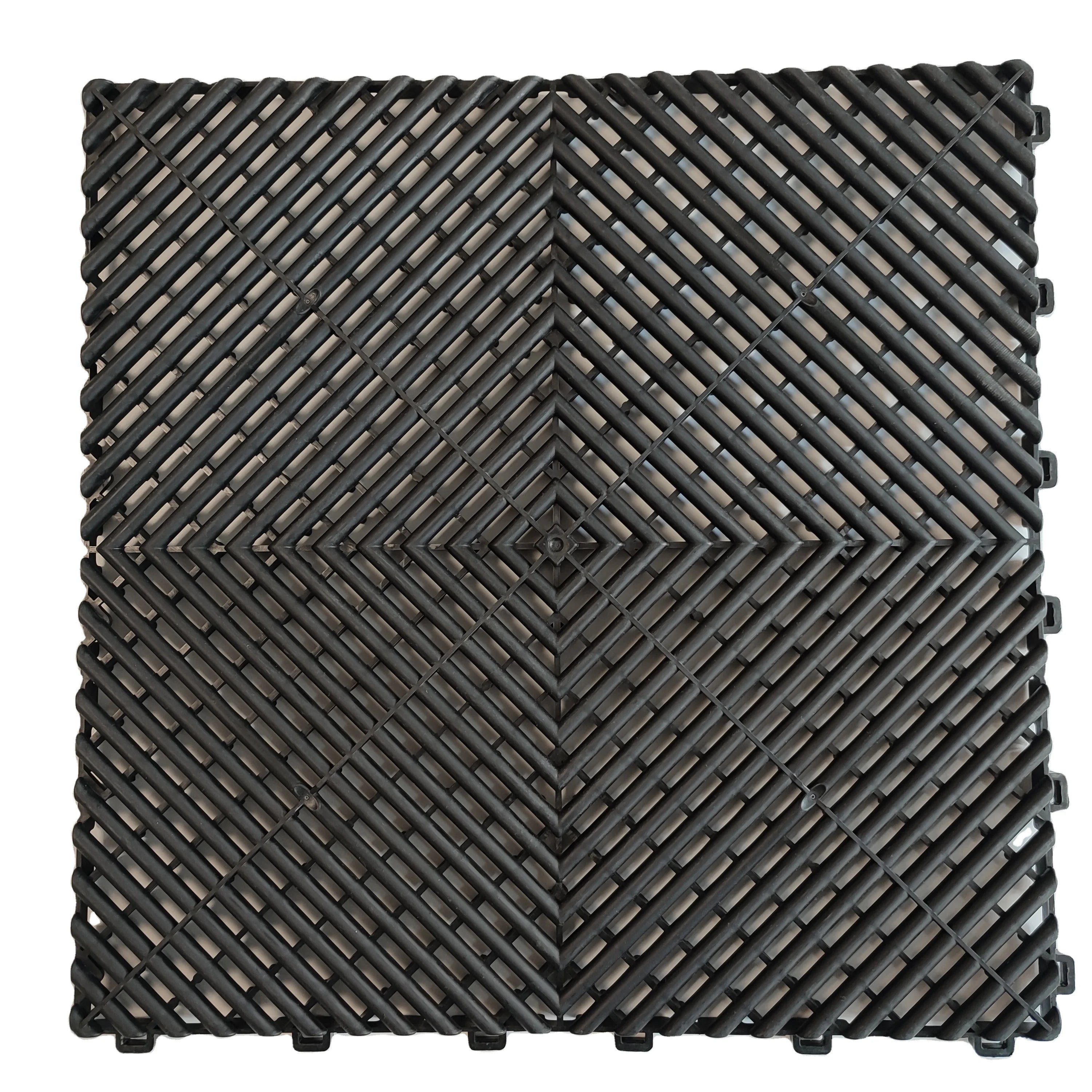 Garage Interlocking Floor Tiles PP Plastic Mat Grate for Car Wash Room Detailing Showroom Outdoor Park Race Deck  Industrial