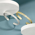 FUAMAY 925 Silver Bangle Open Wide Wire Gold Wrist Cuff Pulsera De Puno Para Mujer Pleated Bangles Vintage Women Bangles