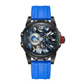 HANBOROM Men's Fully Automatic Flywheel Mechanical Watch Luminous Waterproof Feature Hollowed Dial Window Display Glass Pointer