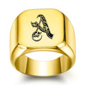 DUYIZHAO Hot Trendy Stainless Steel 18MM Wide Band Gold Men Rings With 26 Alphabet Initial Letters for Gift Daily Wear
