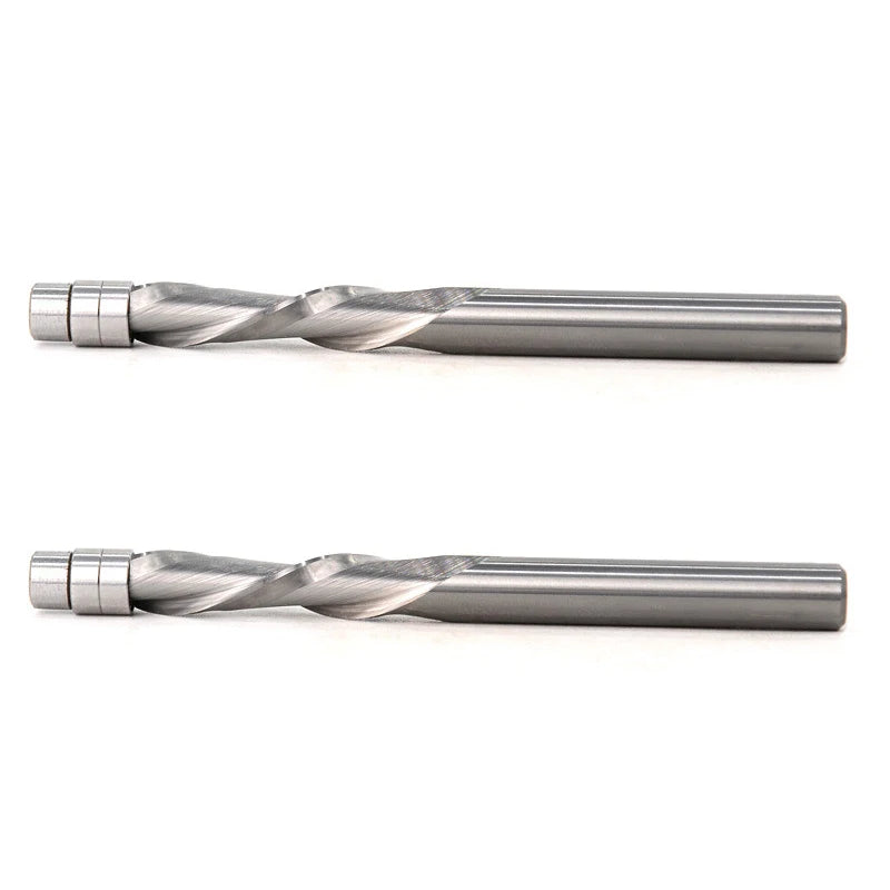 6mm Shank Solid Carbide Bearing Guided Two Flute Flush Trim Router Bits- Spiral Downcut Endmills for Wood Endmill Milling Cutter