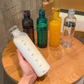 INS Hot Sell Clear Single Wall Time Marker 500ml 750ml Glass Water Bottle High Borosilicate Glass Bottle with  Lid