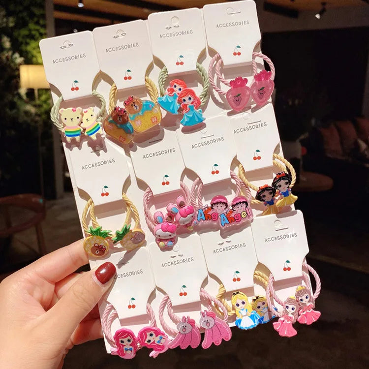 New Style Small Rubber Band Hair Rope for Girls Cute Cartoon Princess Headdress Hair Tie for Children