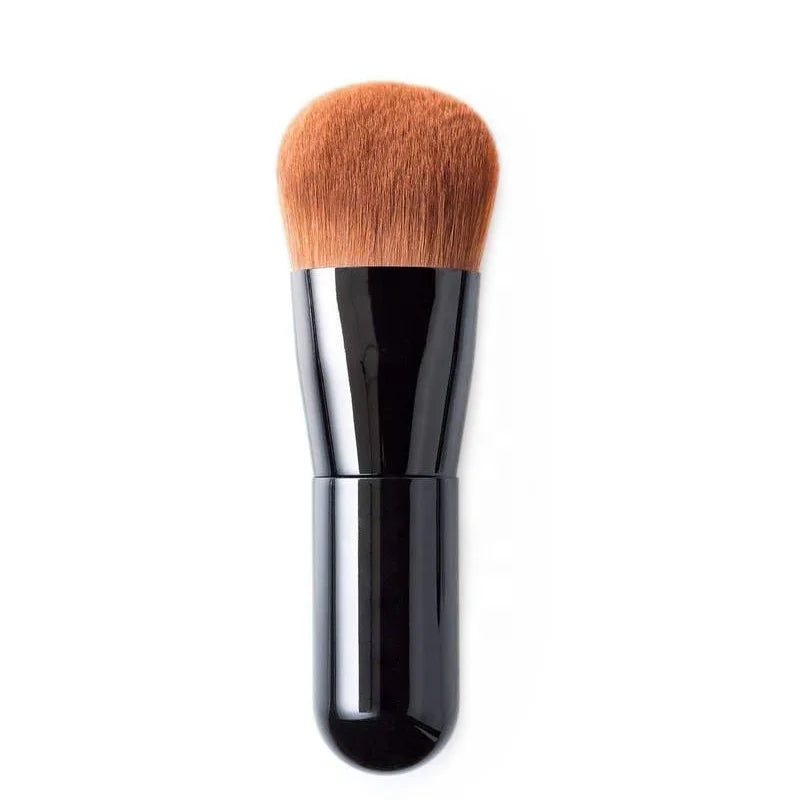 Vegan Hair Makeup Single Powder Black Synthetic Round Foundation Brush
