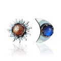 Wholesale 925 Silver Erring Antique Silver Plated Stud Earrings Bohemian Sun and Moon Earring with Moonstone Women Ear Stud