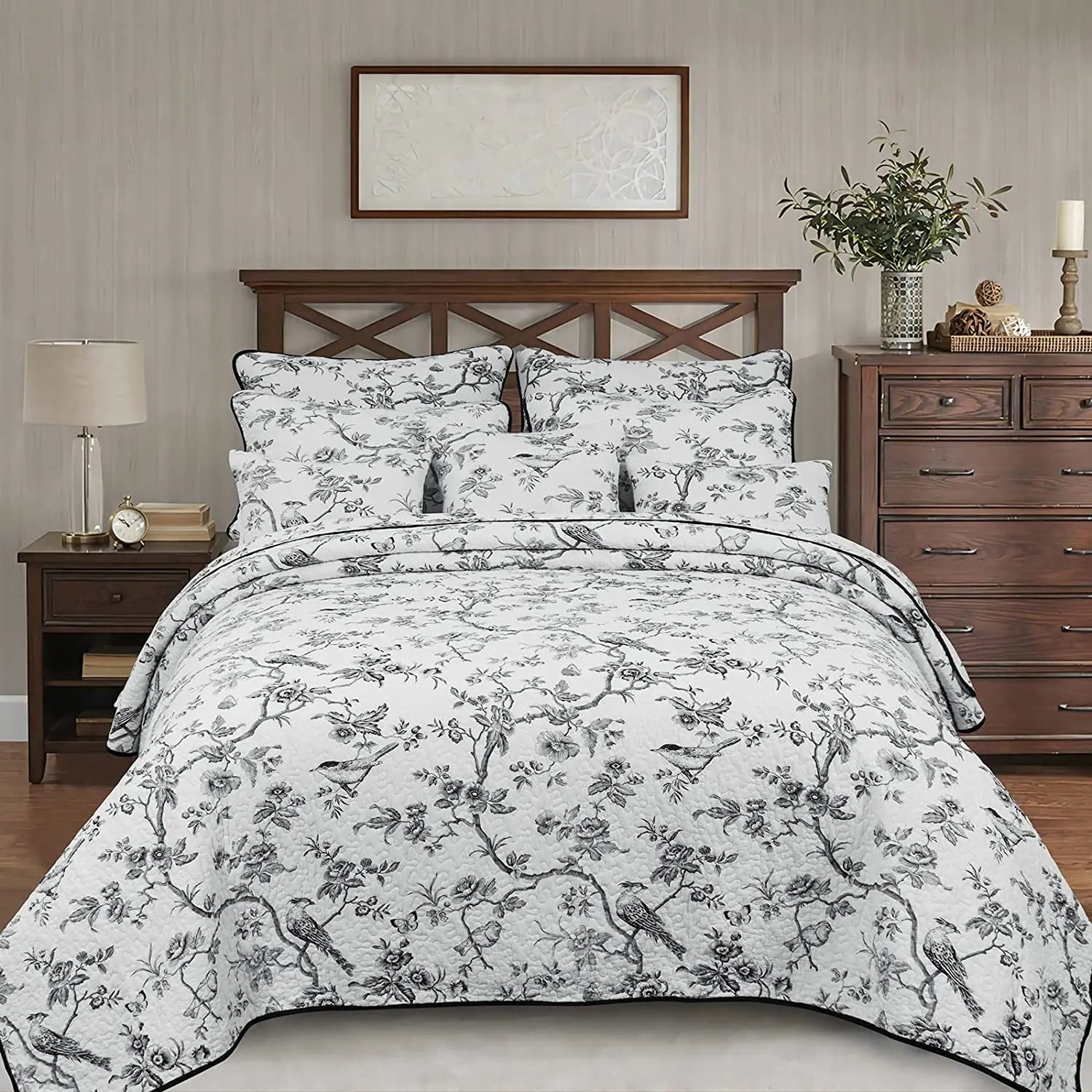 Hot Design Floral Printed Home Queen Size Bed Comforter Set Embossed Summer Bedding Sets