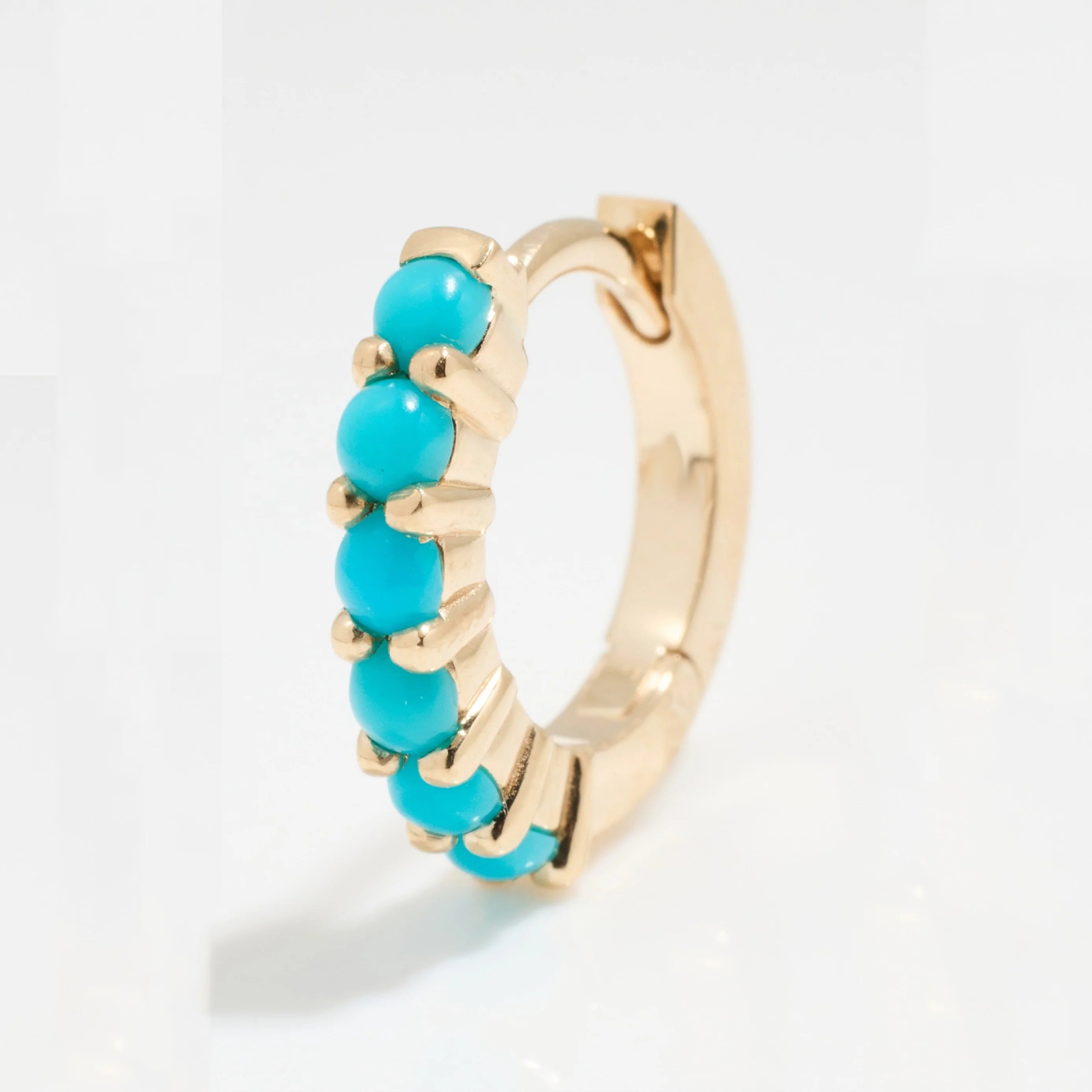 LOZRUNVE 925 Sterling Silver 18k Gold Plated Elegant Gemstone Turquoise Base Hoop Earring
