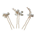 Handmade Ceramic Clay Floral Hair Pin Earring Set Elegant Wedding Gift for Flower Girls Garden Brides Unique Hair Clips