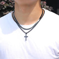 Stainless Steel Multi Layer Link Chain Hiphop Cuban Curb Chain Jesus Cross Pendant Necklace for Men Couple Friend Prayer Jewelry