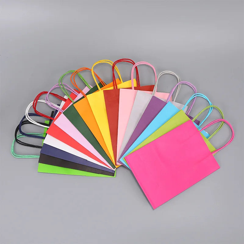 Recyclable Kraft Paper Bag Custom Shopping Take Away Paper Bag for Food With Handle