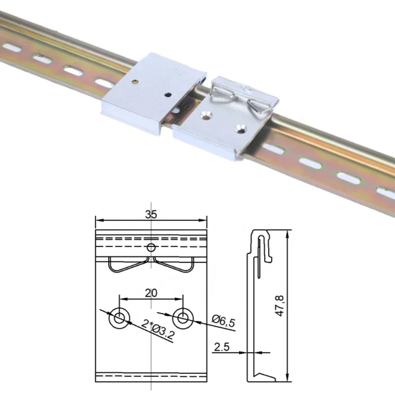 Huaqi Mingtong Silvery DIN 35mm Guide Rail Snap Hook Bracket Quick Fixing Installation Mounting Clip for Systems