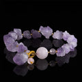 GT Women's National Style DIY Fashion Charm Bracelet Irregular Natural Amethyst Raw Stone