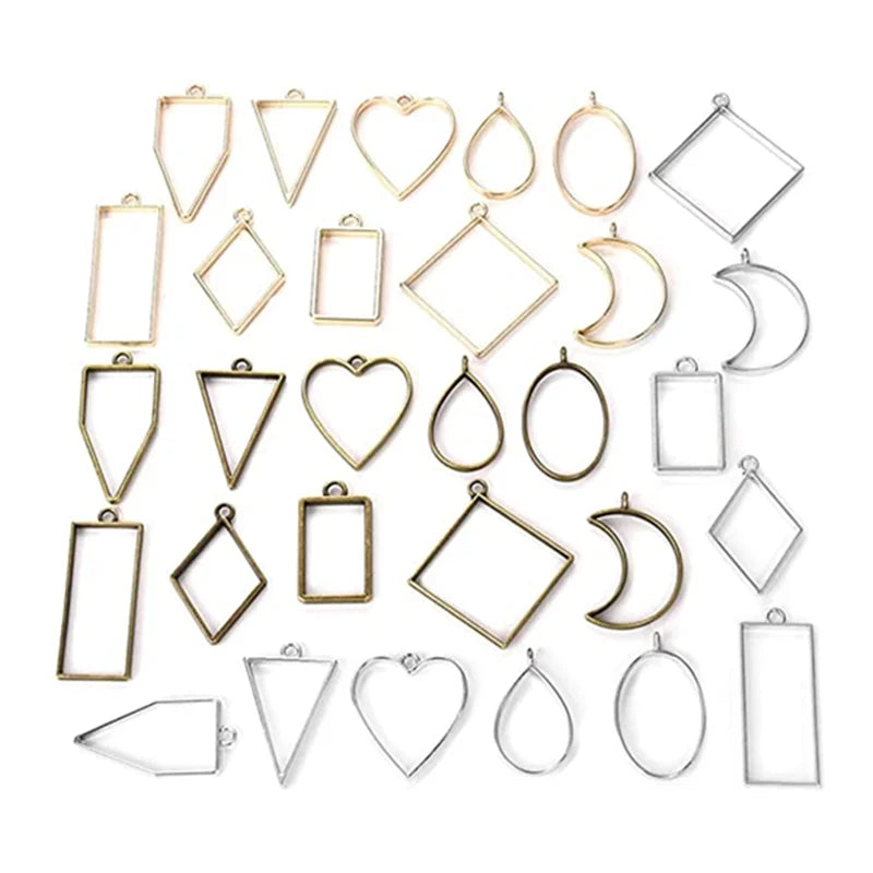Open Bezels Resin Craft 10pcs Hollow Frame Pendants Jewelry Molds for Resin Casting Necklaces & Earrings Main Material Alloy