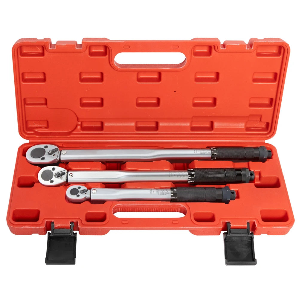 YUHANG DIY Carbon Steel Click Torque Wrench Set/Kit 1/2 Drive 10-150 Ft-lb 3/8 Drive 10-80 Ft-lb 1/4 Drive 20-200 In-lb OEM