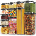 12 Pack Airtight Food-grade PET Food Storage Container Set BPA Free Stackable Square Design Lock Lids Kitchen Pantry Organizer