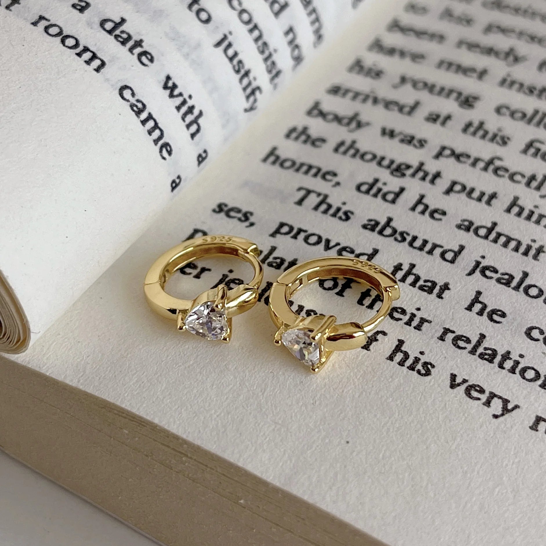 Gold Plated Huggie Earrings With Zircon Fashion 925 Sterling Silver Hoop Earrings Women