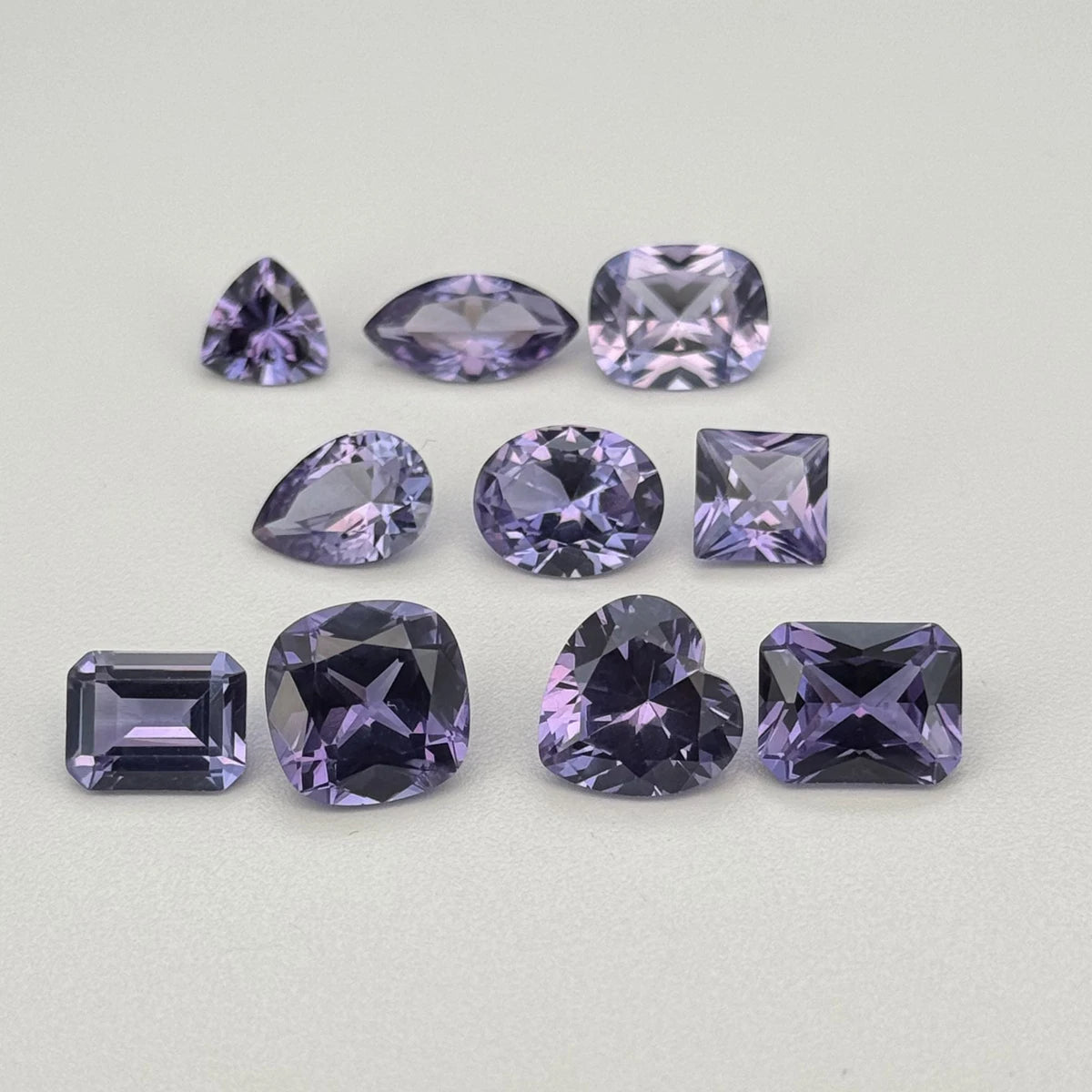 HQ GEMS Mixed Shapes Synthetic 45# Corundum Alexandrite Stone Color Change Loose Gemstones for Jewelry