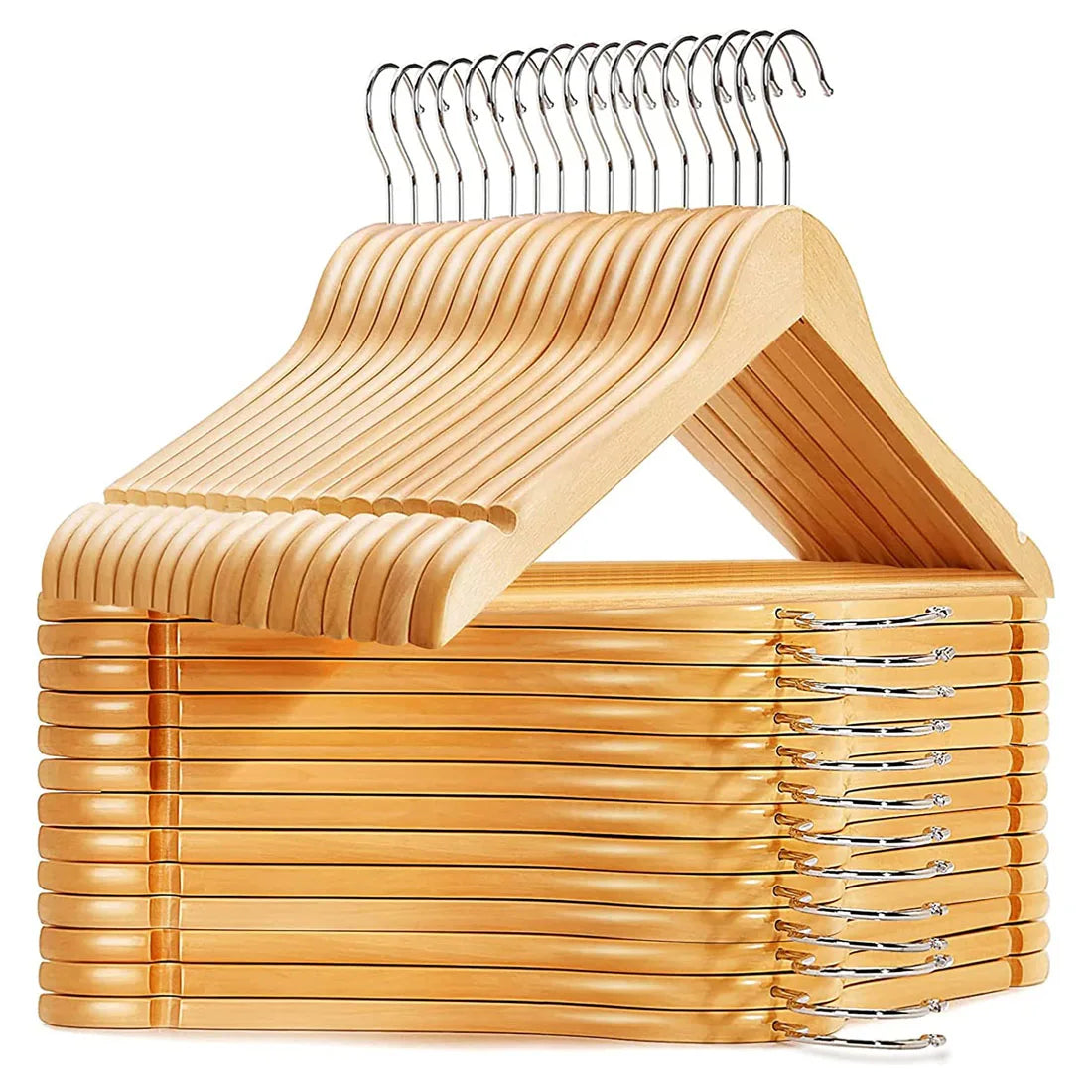 Popular Anti-Slip Wooden Suit Hangers Cut Notched Closet Clothes Hanger Wooden Suit Coat Hangers