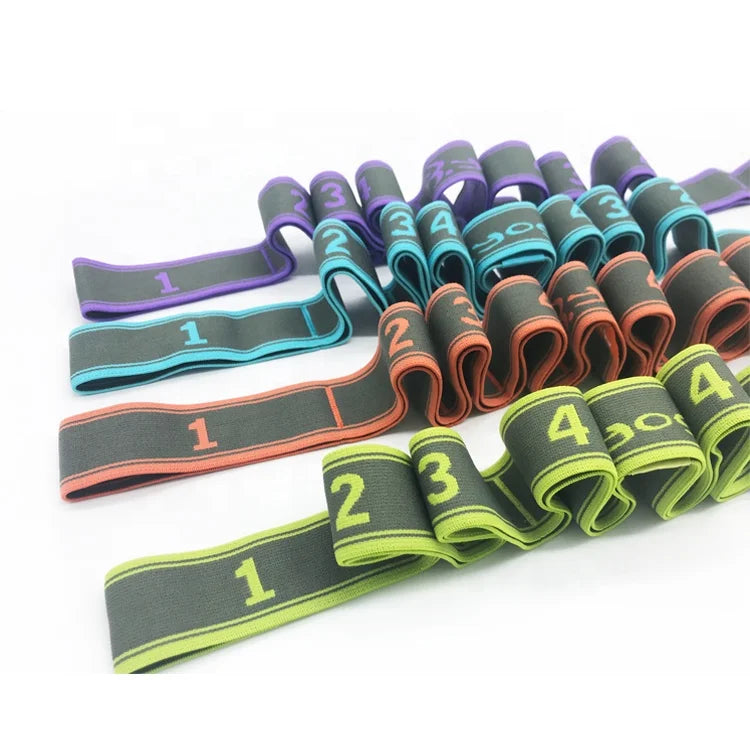 Factory Wholesale Custom Logo Fitness Women Yoga Stretch Strap 9 Loops Training Stretch Band