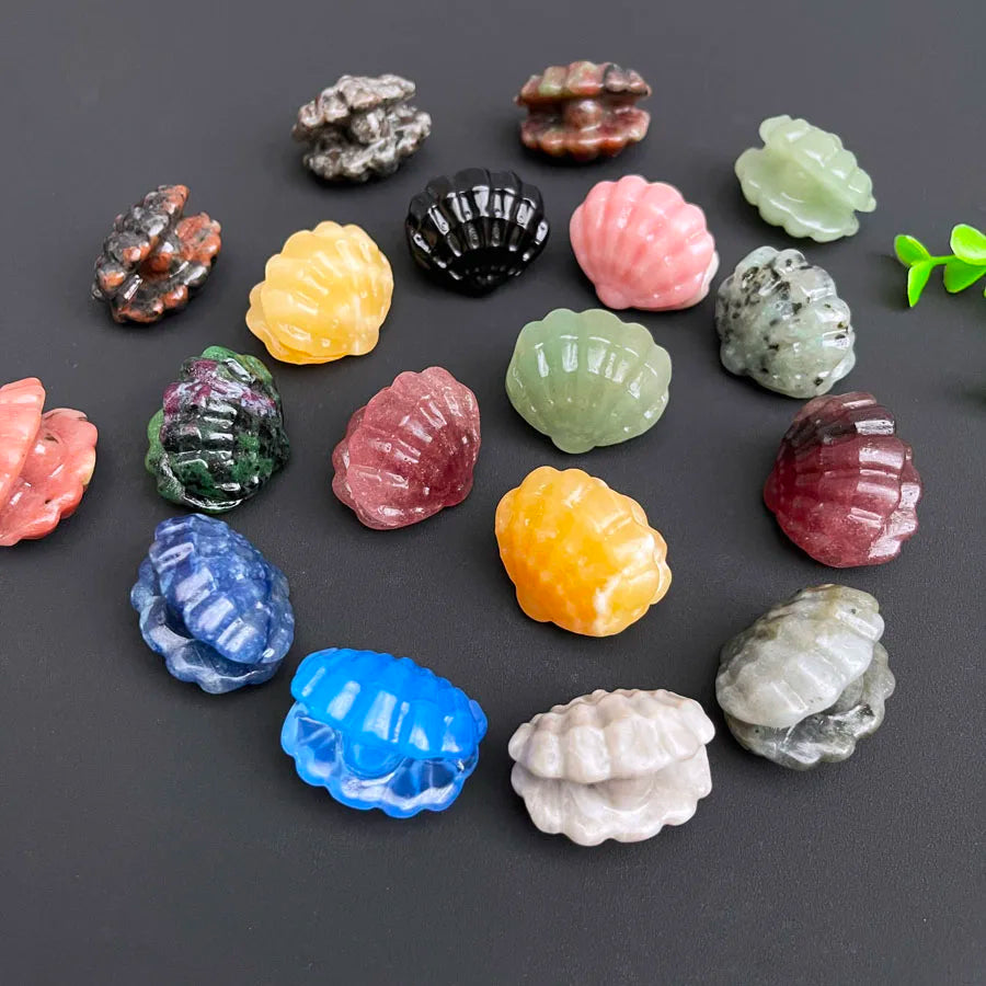 Wholesale Natural Hand Carved Different Stone Crystal Craft Quartz Crystal Shell Carving for Decoration
