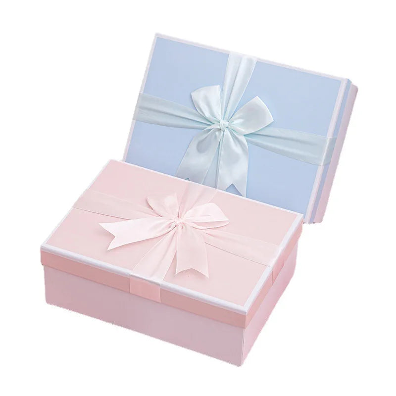 Wholesale Large Pink Gift Box with Shredded Paper Fill and Ribbon Matt Lamination Embossing Sponge Liner Type Lid