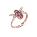 YBO Trendy Cute Bee Rose Gold Plated Sterling Silver Oval Cut Garnet Cubic Zirconia Adjustable Wedding Anniversary Party Rings