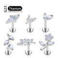 F136 G23 Titanium 16G Marquise CZ Leaf Shaped Ear Labret Stud Ring Piercing Jewelry Wedding Gifts Fashion Piercing