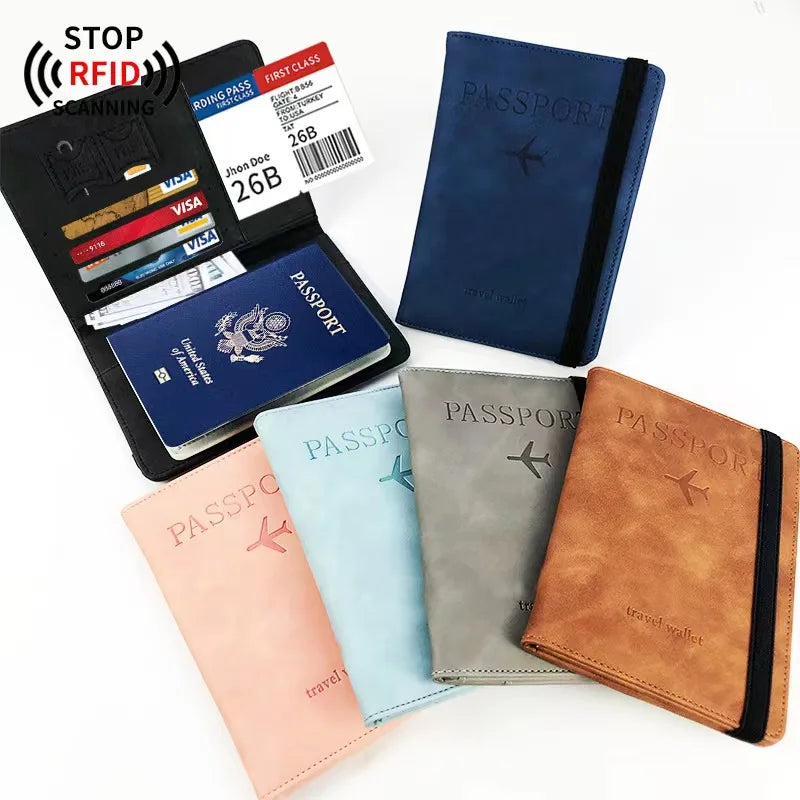 Passport Holder and Card Slot Combo RFID Blocking Leather Travel Passport Wallet for Men and Women