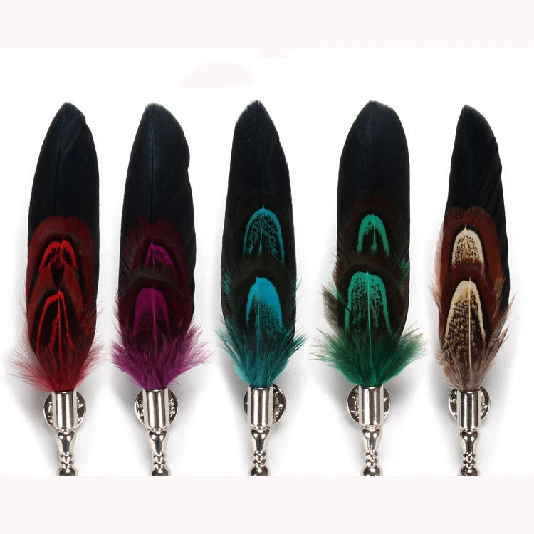 Mix Colors Handmade Feather Lapel Pin Brooches Wedding Party Dress Decoration