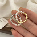 Gold Plated Freshwater Pearl Beaded Rings Women Girl's Simple Elastic Rope Adjustable Natural Pearl Ring for Gifts