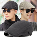 Casual Solid Cotton Beret Hat for Men and Women Washed Forward Cap with Flat Peaked Visor for Spring Summer Adult Painter Cap