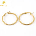 Wholesale Simple Women Jewelry Stainless Steel 18K Gold Plated Twisted Big Hoop Earrings