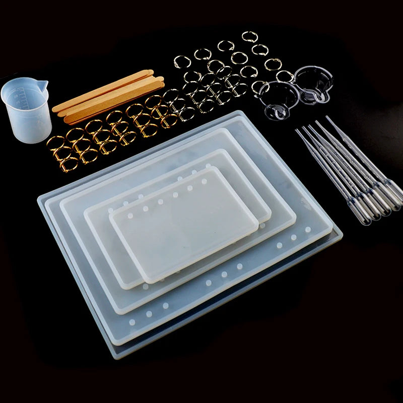 Silicone Notebook Mold Set Casting Mould Notebook Cover Bookmark Shell Casting Epoxy Resin Mold DIY Kit Tools