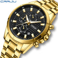 CRRJU Men Watch Stainless Steel Chronograph Watches for Men 30M Waterproof Date Analog Quartz Business Clock