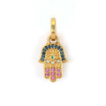 Milskye Charming Jewelry for Girls 18k Gold Plated 925 Silver Medium Bejeweled Hamsa Pendant Necklace