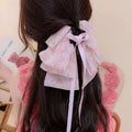 YL Women's Hair Claw Accessory Acetate Chiffon Floral Bow Ponytail Clip Sweet Style Half Tie Hair Ribbon Fully Equipped Claw