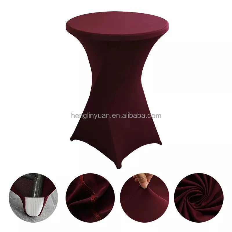Custom Round Spandex Table Clothes Party Outdoor Elastic Slipcovers Cocktail Stretch Bar Table Covers for Wedding