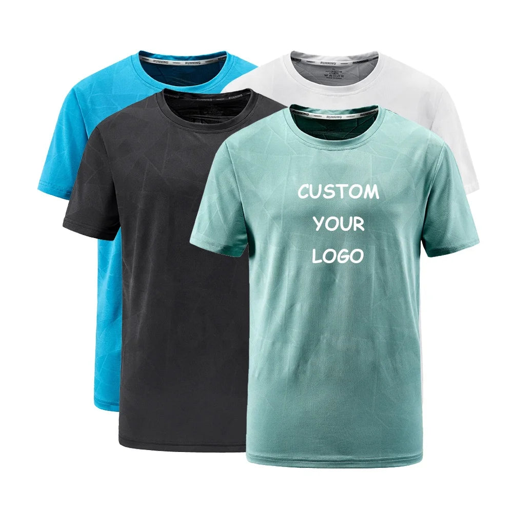 94% Polyester 6% Spandex Men's Quick Dry Moisture Wicking Active Athletic Mens Mesh Jacquard T-shirt Gym Wear Men Shirt