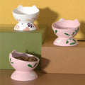 Manufacture Direct Sale OEM Ceramic Pink White Dog Bowl Custom Pet Food Water Feeder Bowl With Support for Dogs Cats