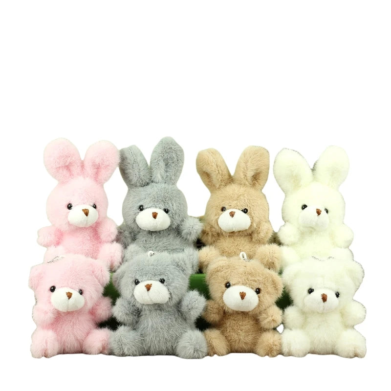 Cute Soft Mini Toys Teddy Bear Plush Keychain Fashion Small Size Stuffed Animal Toys Peluches Teddy Bear Rabbit Bunny Keychains