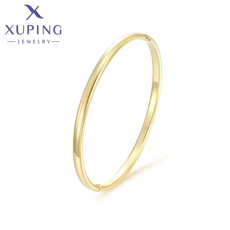 X000937699 XUPING Jewelry Copper 14K Gold Color Plated Simple Mininalist Women Hand Bangle
