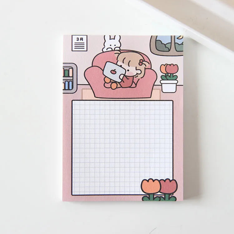 New Design Carton 11*8CM Glue Notes Girl Colorful Memo Note Stationery Memo Pads Adhesive Self-Stick Stationery Sticky Note