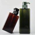 Refillable Rectangular Green Pink White Clear 100ml 150ml 280ml 650ml Amber PETG Shampoo Bottle with Flip Top Cap Pump Head