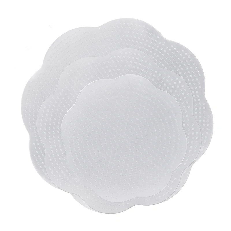 Food Grade Safe Set of 3 Flower Shape Stretchable Silicone Cling Film Food Wrap Film