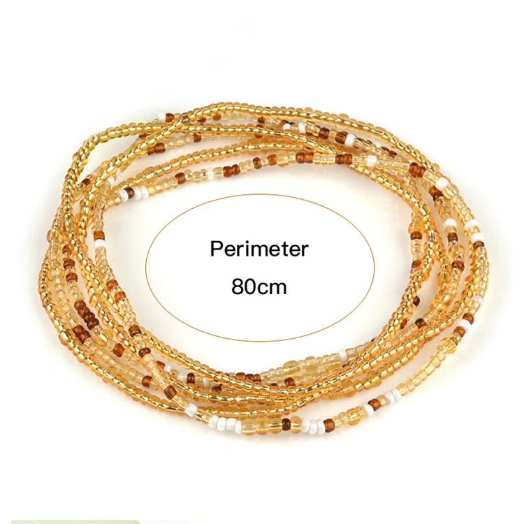 Bohemian Style 2pcs Sexy Elastic Seed Bead Belly Chain Body Jewelry for Women Party & Gift Occasions Crystal Rhinestone