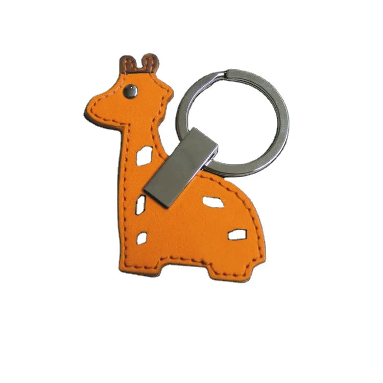 Wholesale 3D Custom Cute Giraffe Fish Fog Cartoon Leather Key Chain