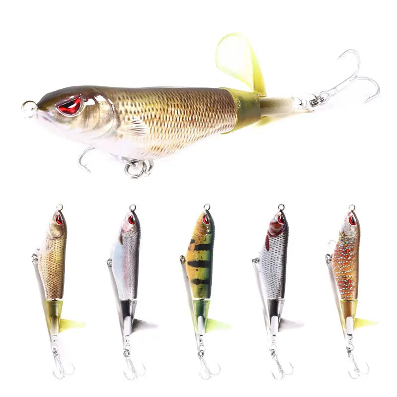 Wholesale PE027 11cm 12.5g Artificial Hard Baits Top Water Floating Pencil Fishing Lures with Rotating Soft Tail