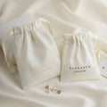 PandaSew Luxury Beige Dense Silk Satin Bag Jewelry Package Gift Pouch Drawstring Bag with Custom Logo
