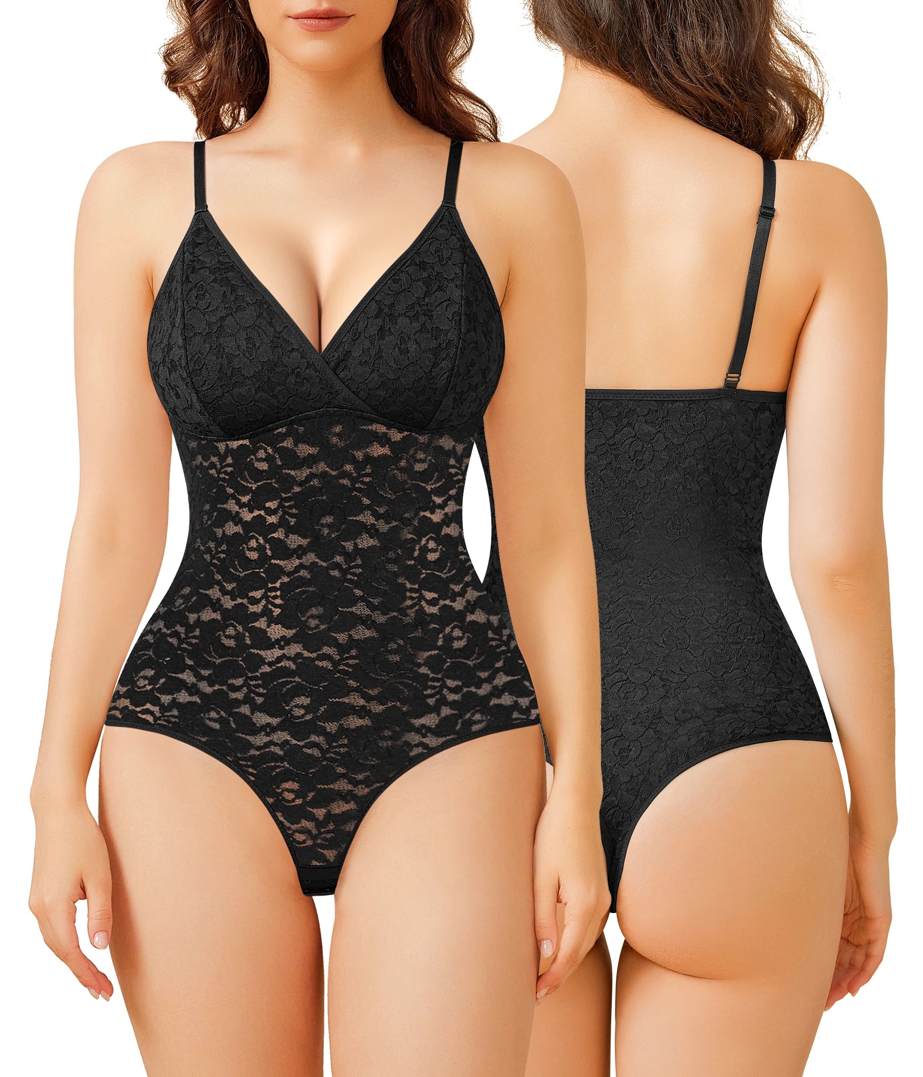 Shapewear for Women Tummy Control Lace Bodysuit V Neck Thong Body Shaper Shaping Tank Tops Slimming Camisole