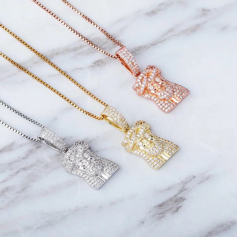 Hip Hop Charm Pendant Jesus Piece  14k Gold Rose Gold Plated Big Head Heavy Pendant Men Women Diamond Jesus Pendant Necklace